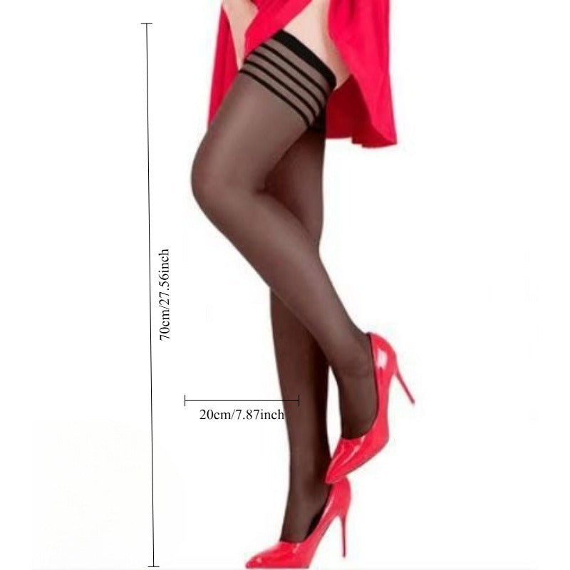 Dames Lange Zomerkousen – Dunne Zwarte en Huidskleurige Anti-haak Over-de-Knie Niet-Glijdende Hoge Kousen