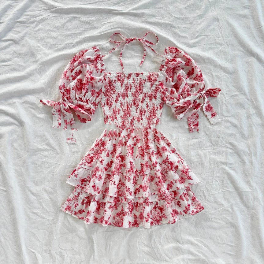 Dames Jumpsuit – Korte Mouwen, Getailleerde Taille, Ruches en A-lijn Plooirok