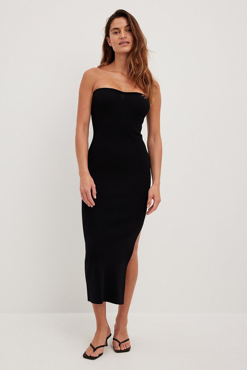 Dames Sexy Midilengte Jurk – Hoge Taille & Split