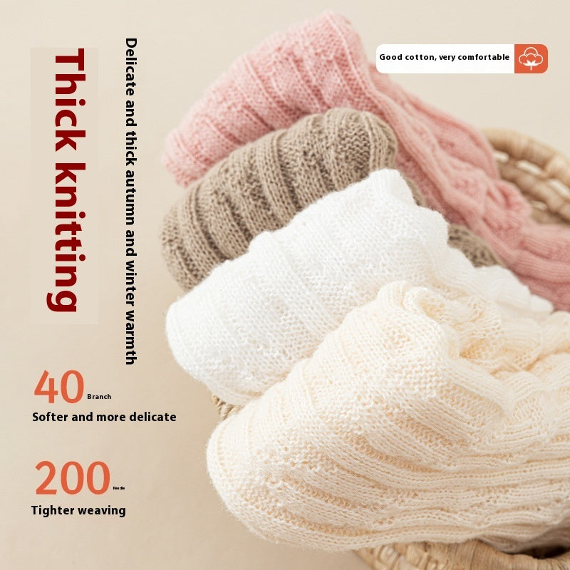 Gebreide Lange Wollen Sokken met Gerimpeld Effect